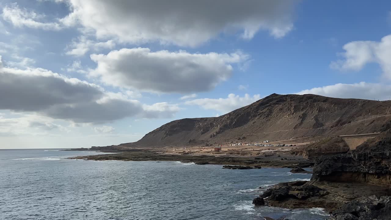 Landscape Volcanic El Confital Beach, Gran Canaria , Spain Free Stock Video  Footage Download Clips Sports