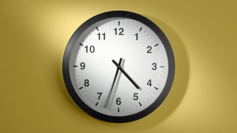 clock face on yellow wall in time lapse