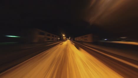 time-lapse forward footage of decorated city alleys at winter night