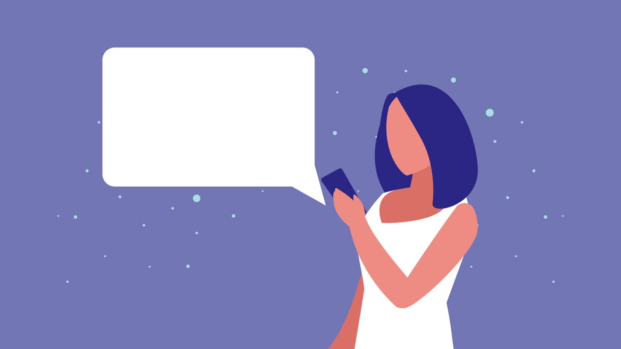 Woman Using Smartphone with Speech Bubble