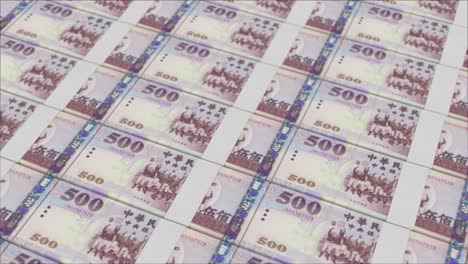 500 nuevos billetes de dólares de taiwán impresos por una prensa de dinero