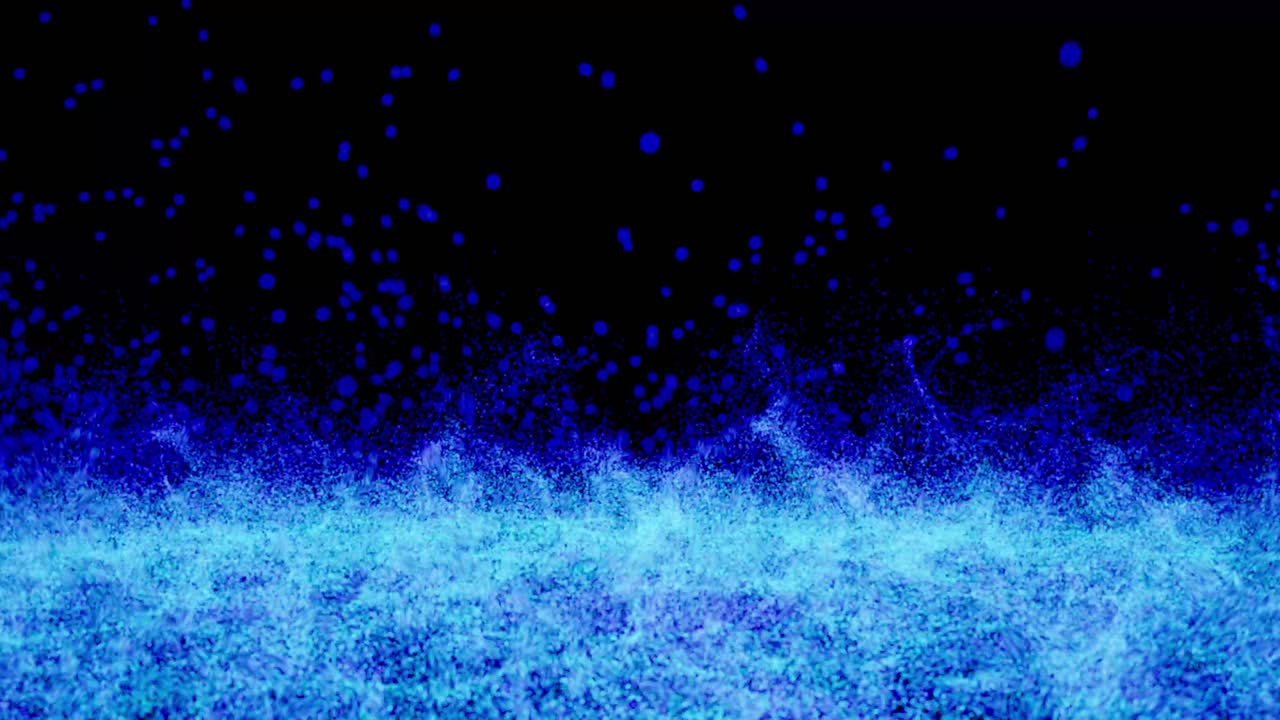 시각 효과, vfx, 블루 입자 에너지, 검은 바탕 3d 애니메이션