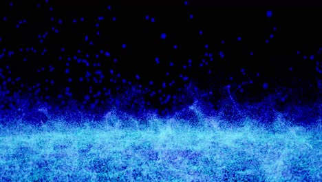 visual effects, vfx, blue particles energy on ground on black background 3d animation