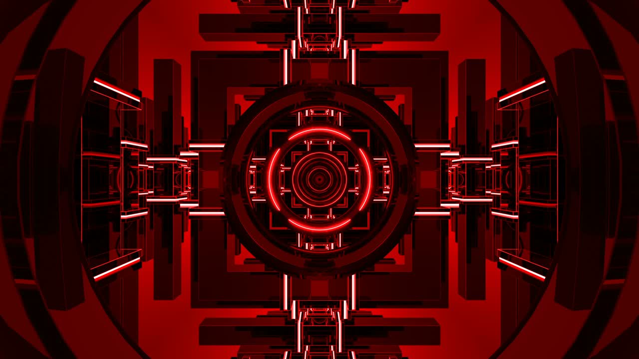 Red artistic bright abstract geometric circle background tunnel