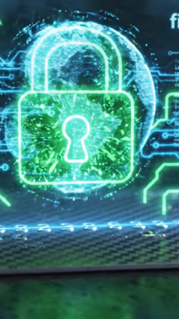 Esplorando l'intersezione tra identità digitale e sicurezza: un viaggio attraverso le tecnologie di cyber protezione con visualizzazioni futuristiche.