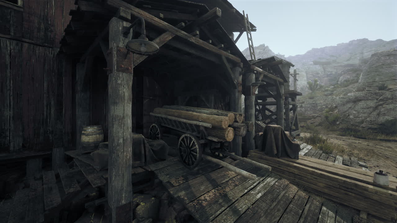 숲 속 의 오래된 나무 건물