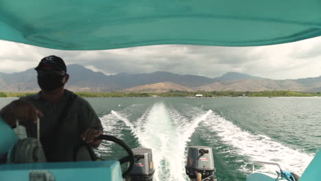 gimbal shot of a local boat in indonesia