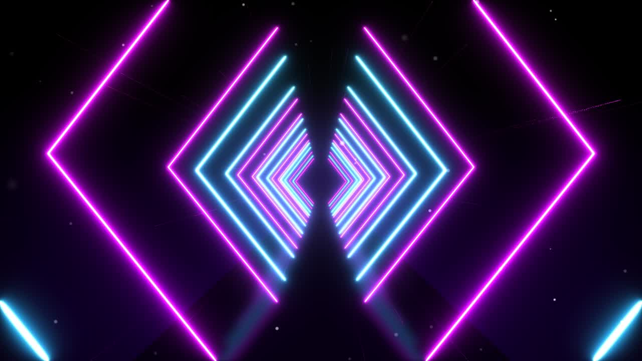 abstracto 4k neón azul brillante flechas de bucle líneas de neón vj fondo de bucle.