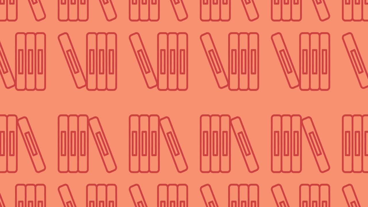 Animation of book icons over red background