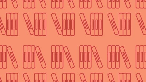 animación de iconos de libros sobre un fondo rojo