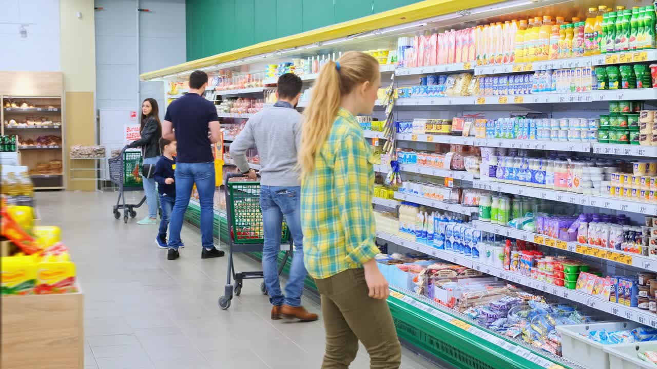 Family Shopping at a Grocery Store