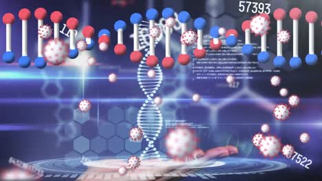 Animation-Von-Coronavirus-Zellen-über-Medizinischen-Symbolen