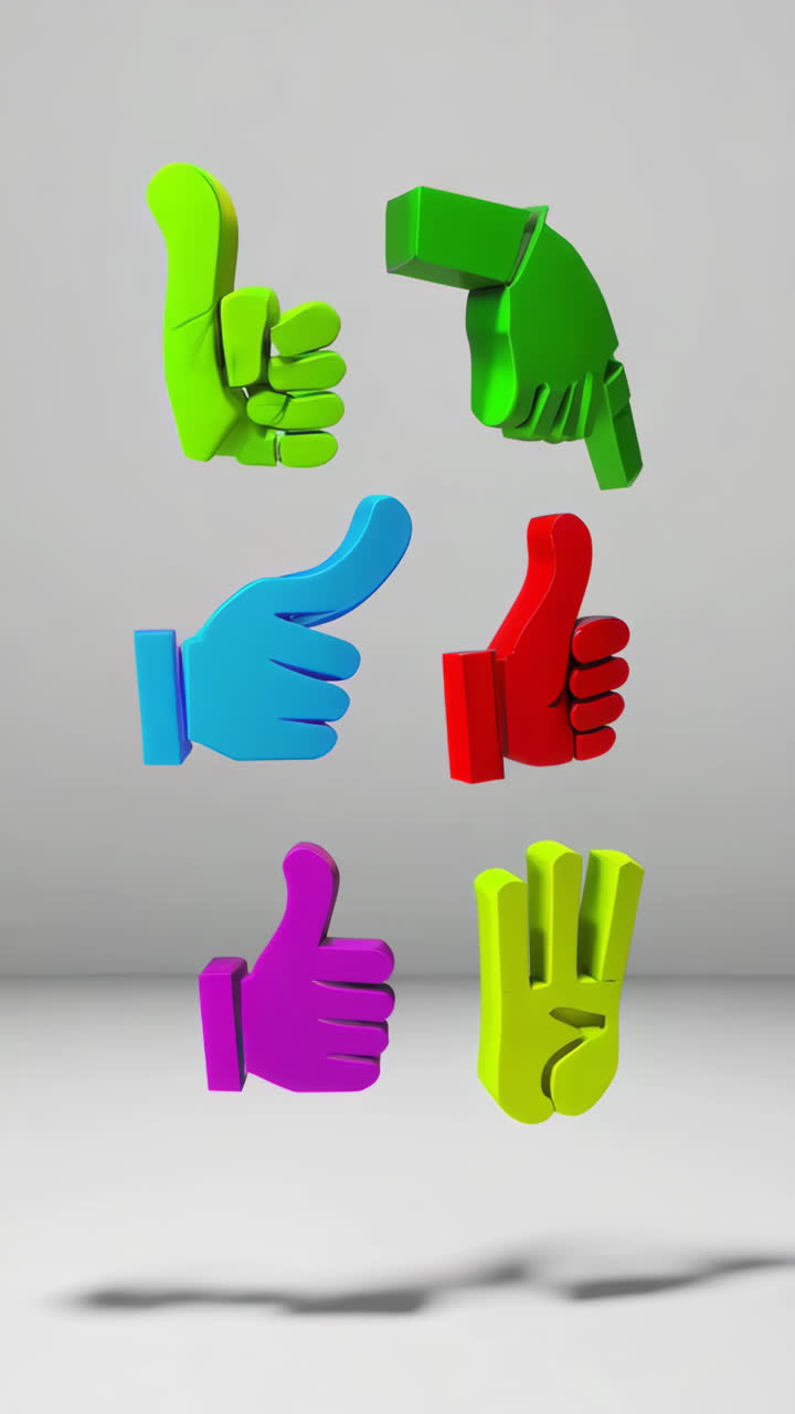 Vibrant 3D Hand Gestures and Symbols