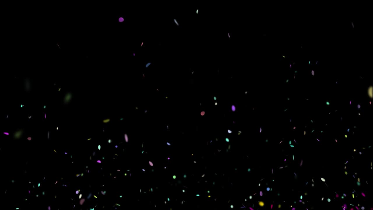 검은색 배경에 떨어지는 다채로운 콘페티