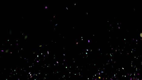 colorful confetti falling on black background