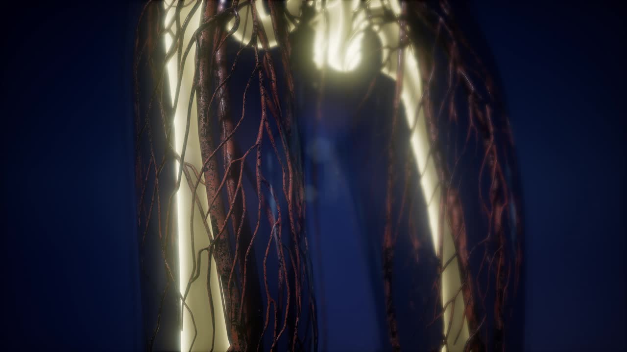 cuerpo humano con huesos esqueléticos visibles