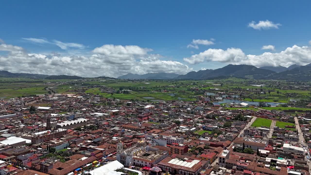 Vibrant Chignahuapan, Puebla in Mexico, Aerial Hyper-Lapse
