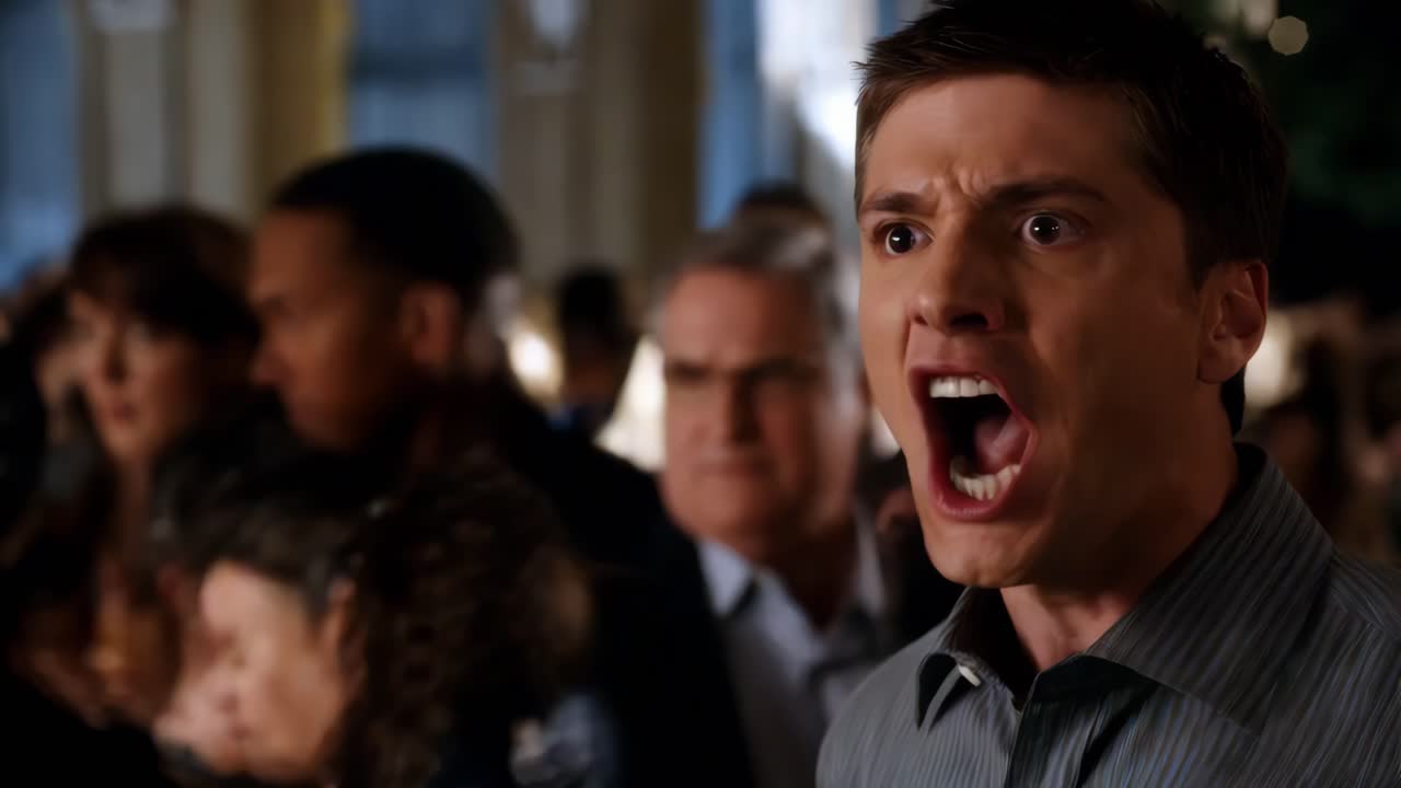 hombre discutiendo en una reunión social