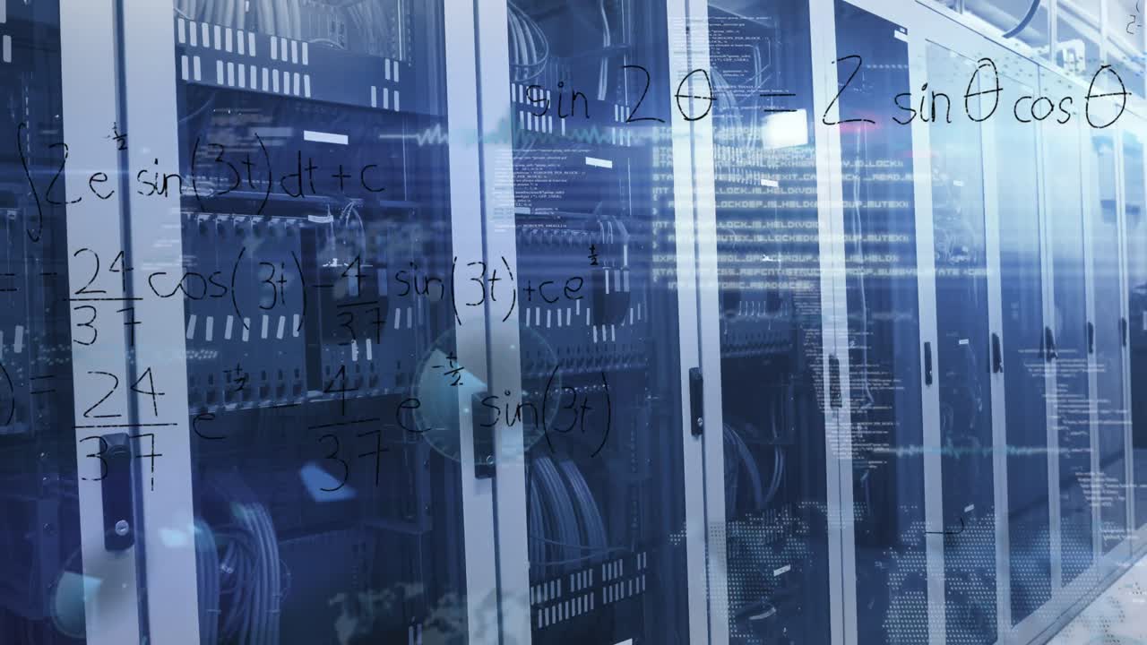 Animation of data processing over server room
