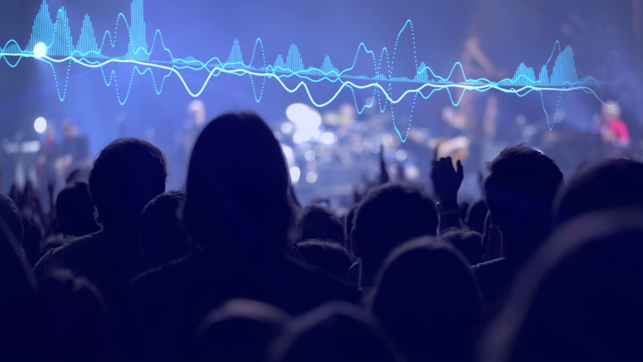 시각 효과 를 가진 콘서트 에서 군중 들