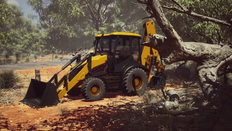 excavator tractor in bush forest