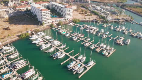 aerial of boats docked in harbor