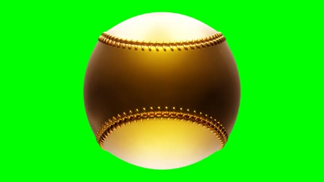 gold baseball ball isolated on green chroma key background.