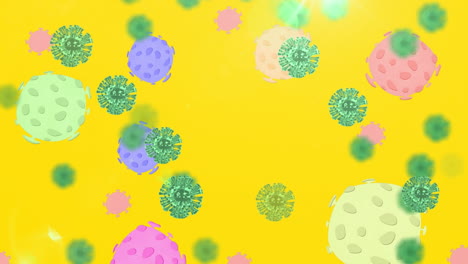 animation of colorful glowing covid 19 cells