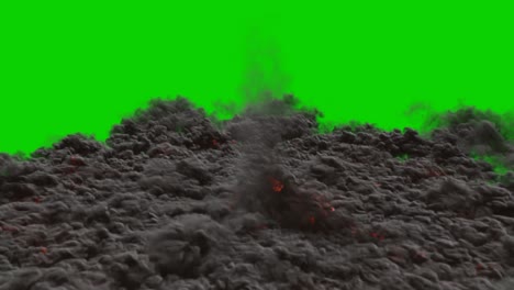 animated flaming fire and smoke, as if from a rocket or jet engine. a rocket or similar fuel burns, emitting smoke. animation on an isolated green screen background.