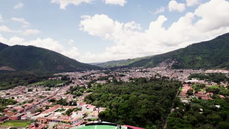 Aerial-capture-of-the-city-of-Guatemala-in-the-foothills-of-Water-volcano