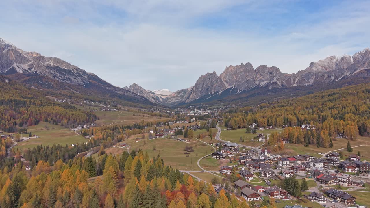 Cortina d'Ampezzo ready for the Olympic Games in the Dolomites, Italy