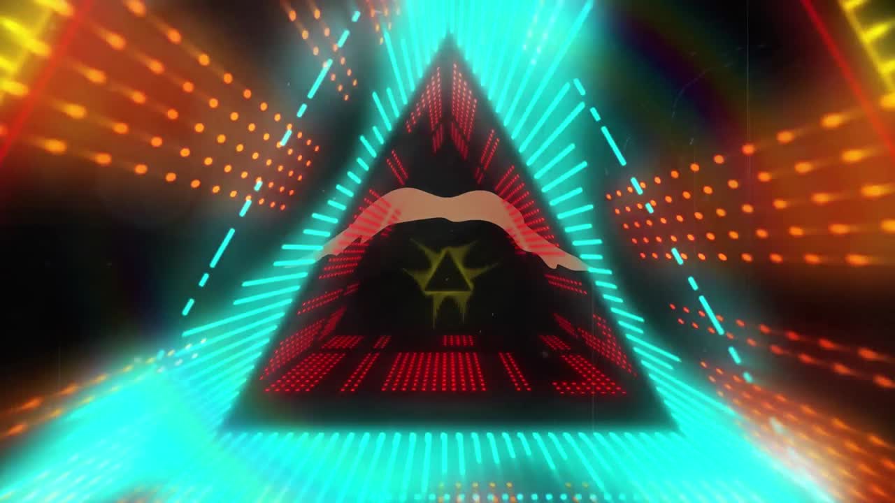 다채로운 루프 삼각형의 애니메이션, 지점으로 터널에서 추상적인 패턴