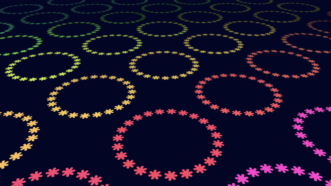 patrón de copos de nieve de colores neón en degradado negro