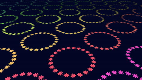 neon colorful snowflakes pattern on black gradient