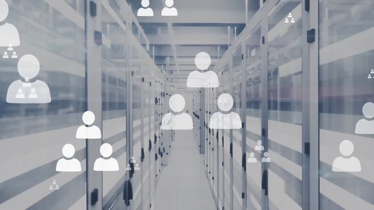 プロフィールアイコンのアニメーションはバックグラウンドでサーバールームの動くバーの上にあります