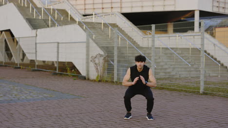 man jumping jacks outdoors