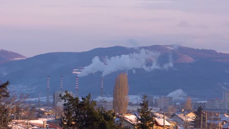 footage of sofia city's coal power plant, polluting the bulgarian capital.