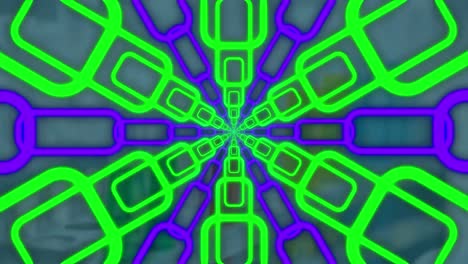 animación de redes de neón verde y púrpura sobre un fondo gris