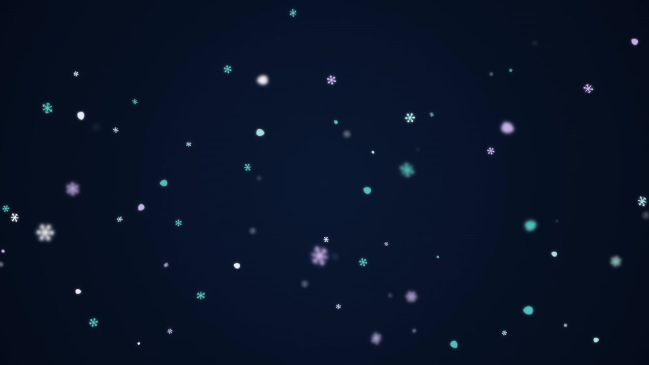 Abstract Motion Background of Falling Snowflakes on Dark Blue Background