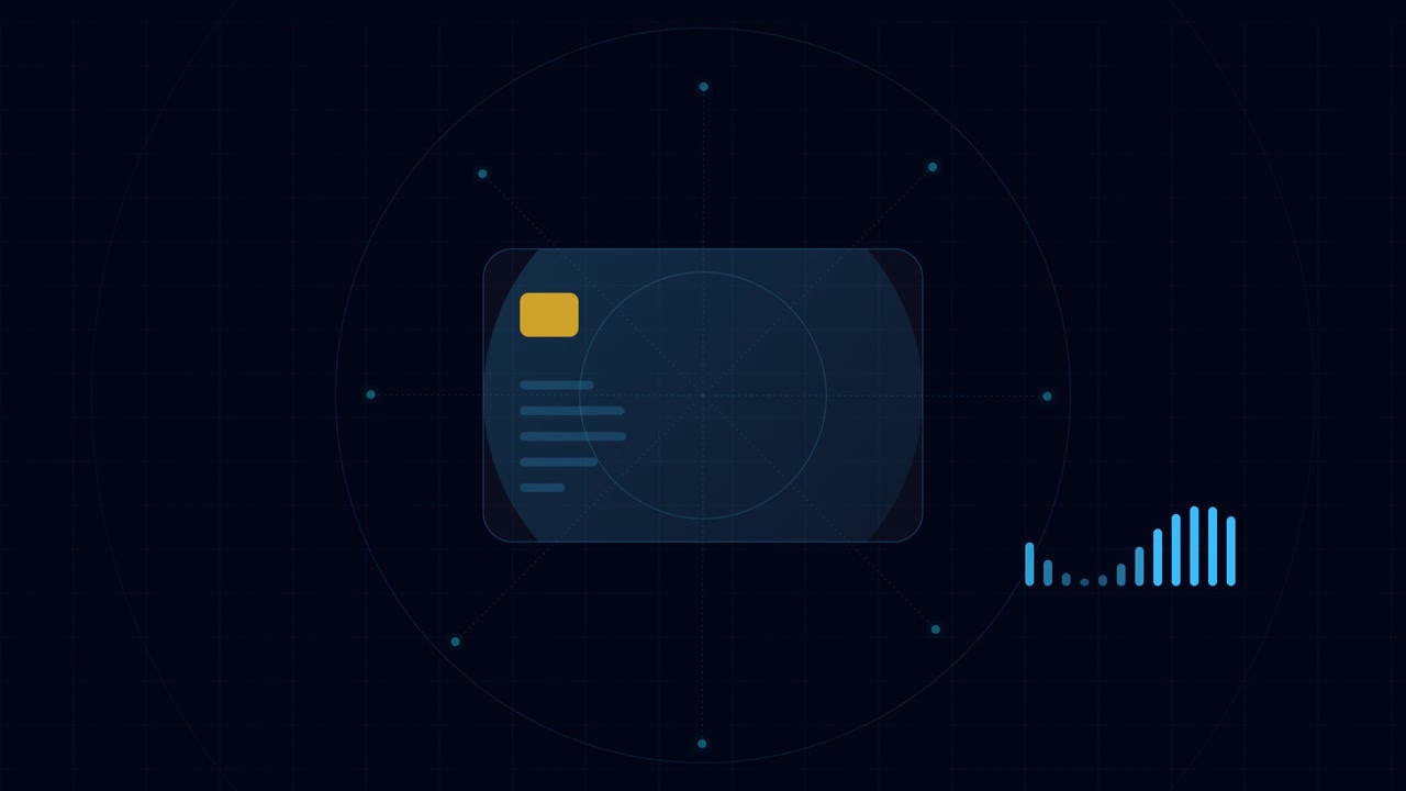 Digital Credit Card Interface with Animated Audio Visualizer