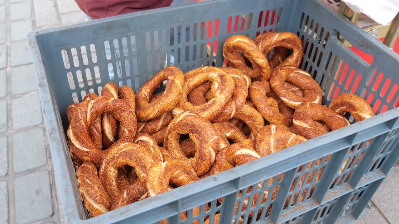 Simit Display at a Street Vendor
