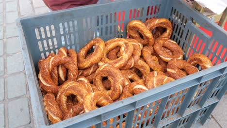 simit display at a street vendor