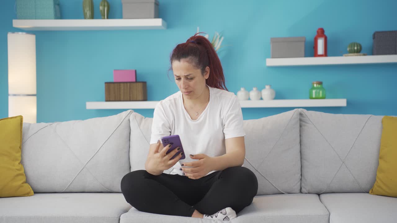 Disappointed woman in messaging.