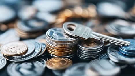 coins and a key
