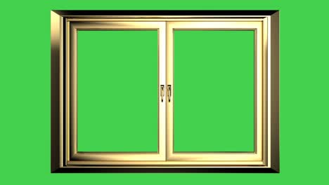 golden upvc window profile frame on green screen