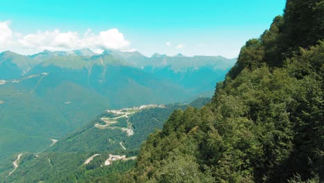 mountain scenery with village and forest