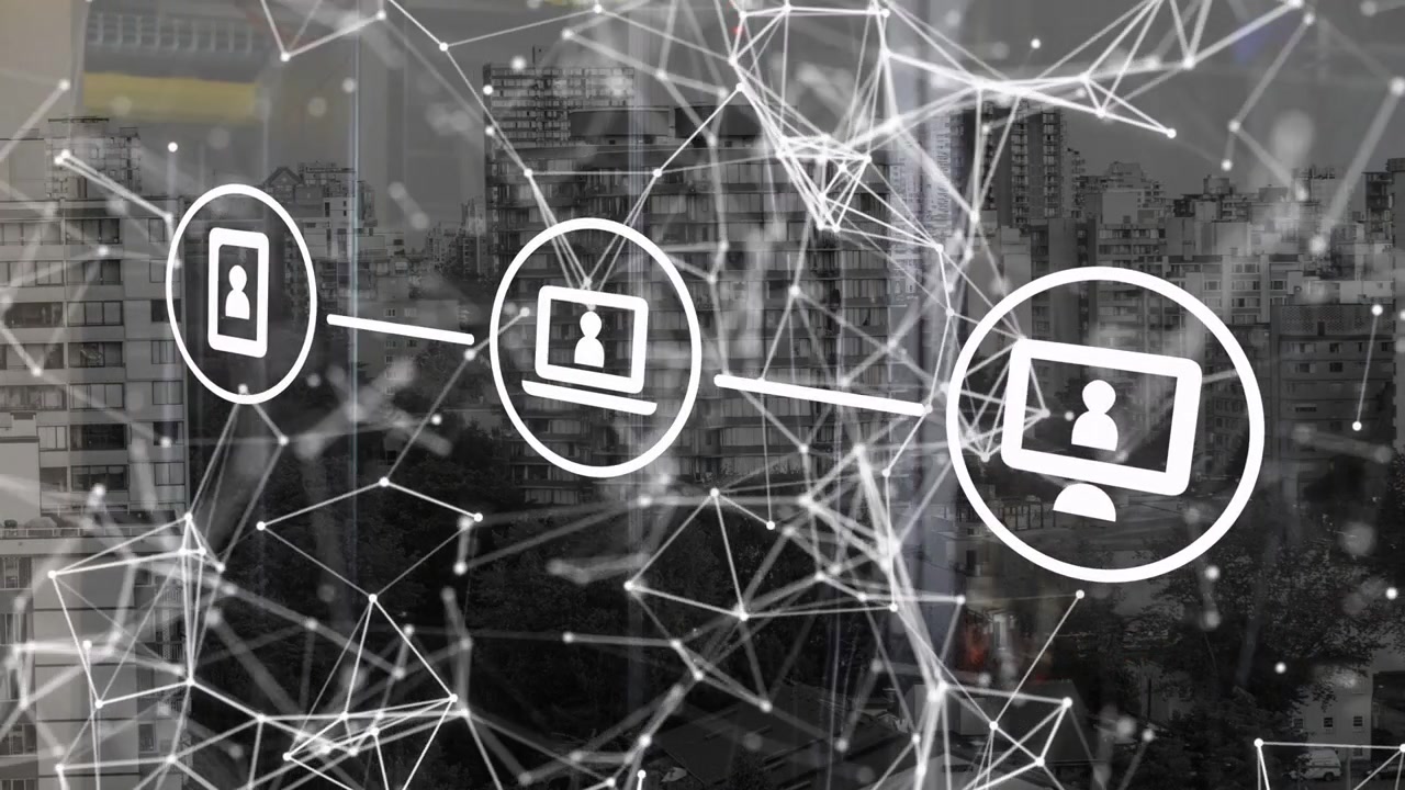 Leggera sovrapposizione di rete che appare, causando il collegamento di telefono, laptop, PC e mostrando la rete sulla finestra.