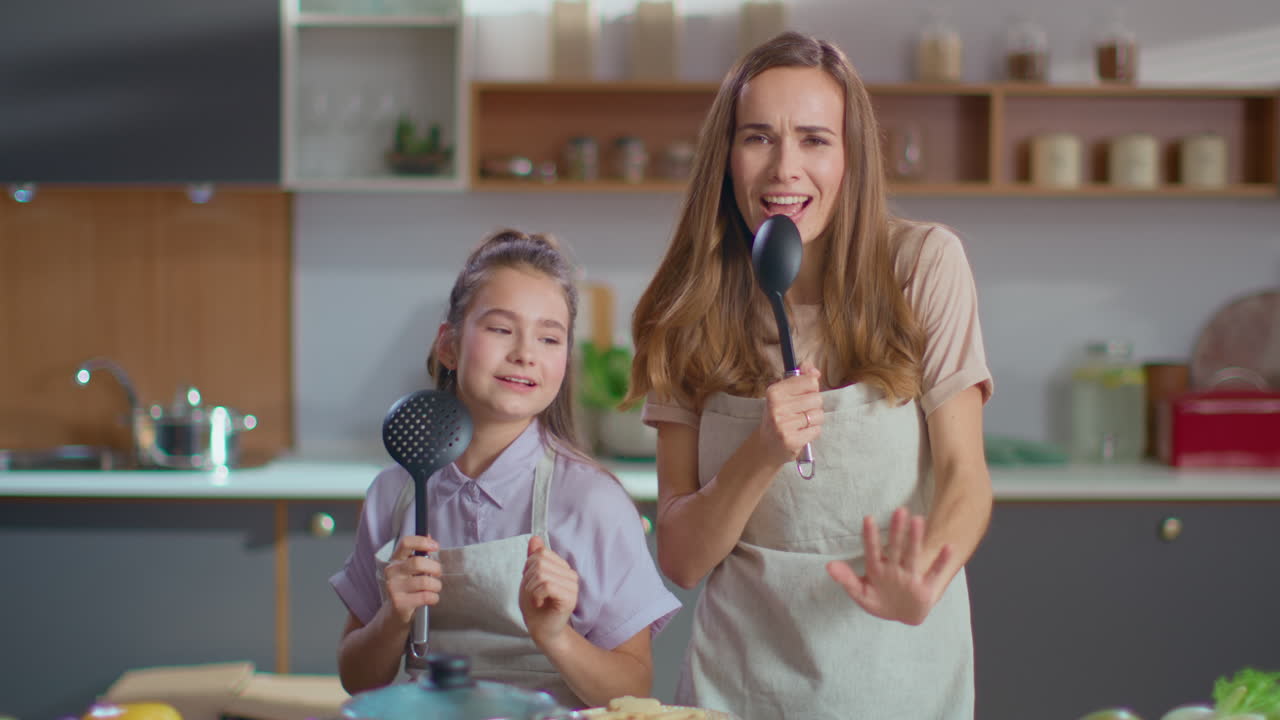 Mother and daughter having fun together