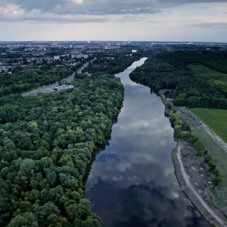 vista aérea del bosque verde y el río