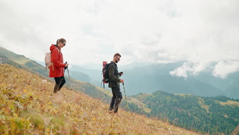 couple hiking in the mountains